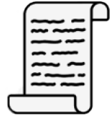 A simple icon showing a long paper with illegible writing on it